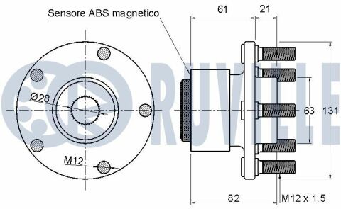 RUVILLE VOLVO Підшипник передн. ступиці з ABS C30 06-, C70 II, S40 II, V50