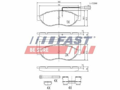 Колодки гальмівні дискові передні FIAT Ducato 06-14, Ducato 14-; PEUGEOT Boxer 06-14, Boxer 14-; CITROEN Jumper 06-14, Jumper 14-