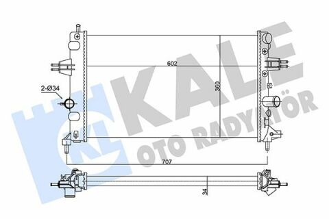 KALE OPEL Радиатор охлаждения Astra G 1.6 02-