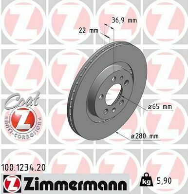 Диск тормозной (передний) Skoda Octavia/VW Golf IV 97-(280x22) (с покрытием) (вентилированный)