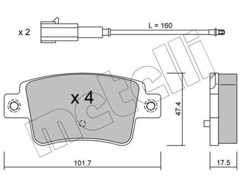 Колодки тормозные (задние) Fiat Punto 08- (+датчик)