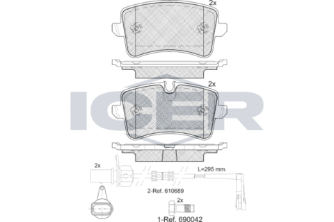 Тормозные колодки (задние) Audi A6 C7/A7 Sportback/A8 D4 10-18 (+датчики L=295mm)