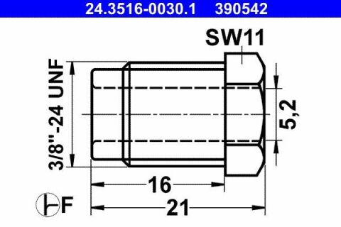 З'єднувач трубки гальмівний (3/8''x24/11x21/d=5.2)