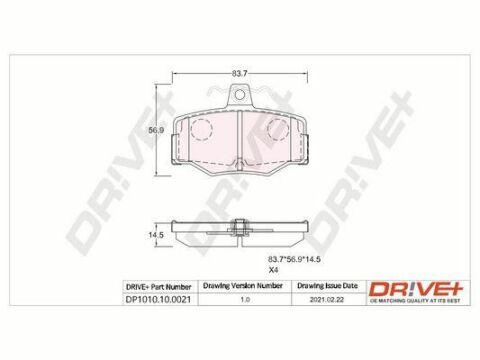 DP1010.10.0021 Drive+ - Гальмівні колодки до дисків