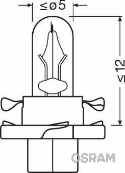 Автолампа 12V 1.5W BX8.4d (в щиток приборов)