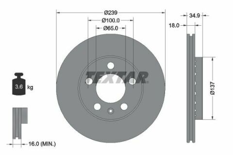 Диск тормозной (передний) Skoda Octavia/Fabia/VW Polo 99- (239x18) PRO