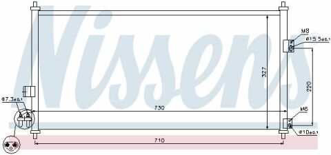 Радіатор кондиціонера (конденсатор) без осушувача ALMERA TINO 01- (690x327x16) NISSAN