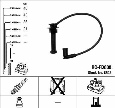 Комплект ізольованих проводів для свічок запалювання rc-fd808