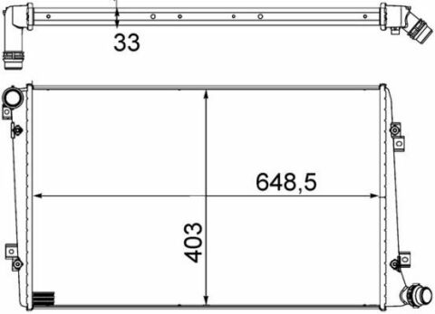 Радиатор охлаждения VW Caddy 1.9TDI (55/77kW) 04-10 (403x648,5x33)