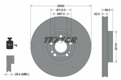 Диск тормозной (передний) MB GLE (V167) 18-(330x32) PRO+