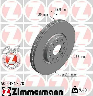 Диск тормозной (передний) VW Sharan 10-/Tiguan/Skoda Kodiaq 16- (314x30) (с покрытием) (вентилированный)