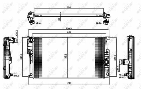 Радіатор охолодження BMW 1 (F20/F21)/3 F30/F34)/4 (F36/F33) 1.5-3.0i (B38/N20/N55)