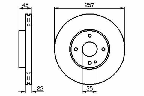 Диск тормозной (передний) Mazda 323 89-98 (256.8x22) (с вентиляцией)