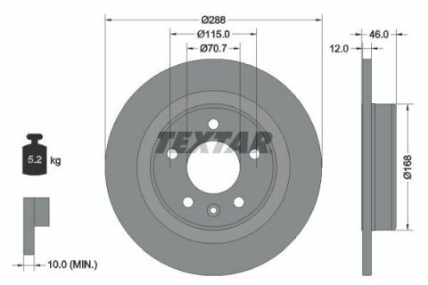 Диск тормозной (задний) Opel Insignia B 1.5-2.0CDTi 17-(288x12) PRO