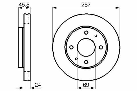 Диск тормозной передний HYUNDAI Sonata, Lantra - 96- (257*24)