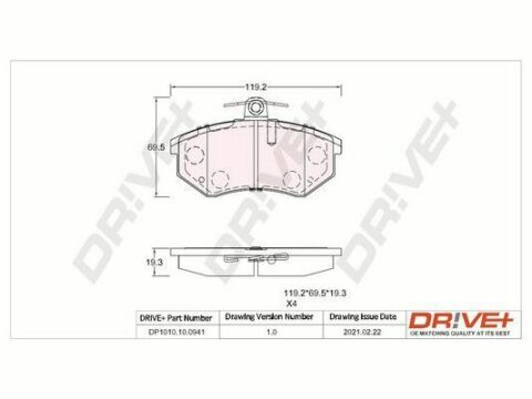 DP1010.10.0941 Drive+ - Гальмівні колодки до дисків