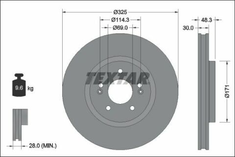 Диск гальмівний (передній) Hyundai Tucson 1.6 CRDi/TGDi 20-/Kia Sportage V 1.6 T-GDi 21-  (325x30) PRO