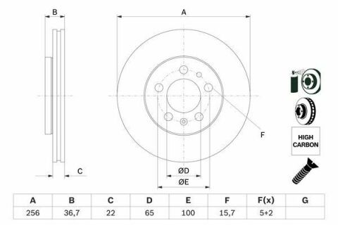 Диск тормозной (передний) Skoda Octavia/Fabia/Roomster 06- (256x22)