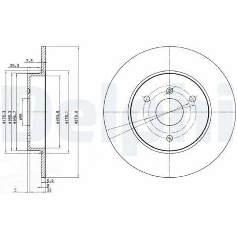 DELPHI DB Гальмівний диск передній Smart Fortwo -07, City-Coupe -04, Roadster -05