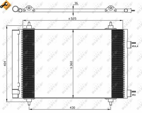 Радіатор кондиціонера Citroen Berlingo/Peugeot Partner 1.6i 08-18