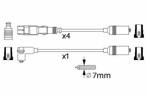 Проволоки высокого напряжения (5шт) AUDI A4 1,6i 94-96 VW Passat 1,6 96-00 B304