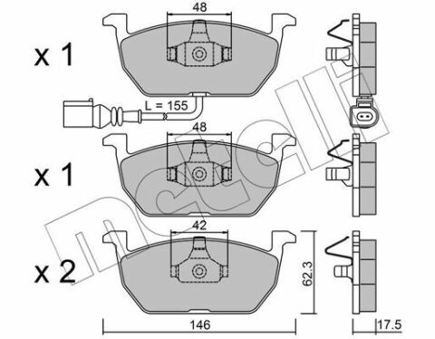 Колодки тормозные (передние) Seat Leon/Skoda Octavia IV/V/VW Golf VII 12- (+датчик)