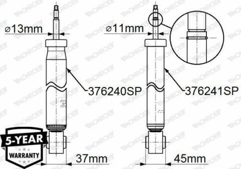 MONROE VW Амортизатор газ.задн.лев./прав.Beetle 11-,Skoda SuperB II 08-