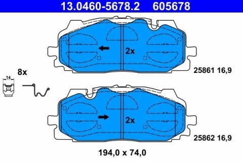 Колодки тормозные (передние) Audi A4/A5/Q5/Q7 15-/ A5 Sportback 07-17/ A6/A7/A8/Q3/Q8/VW Touareg 17- (Akebono)