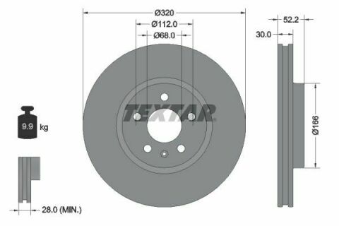 Диск тормозной (передний) Audi A4/A5/Q5 07-17 (320x30) PRO+