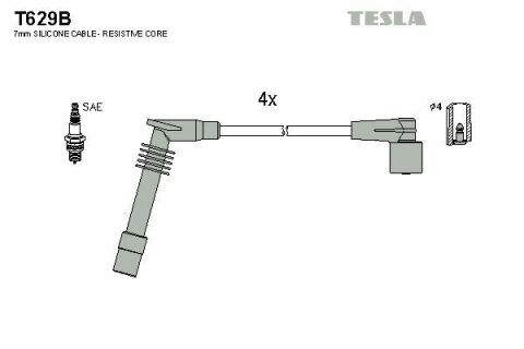 Кабель зажигания к-кт TESLA Opel 91-03 1,2