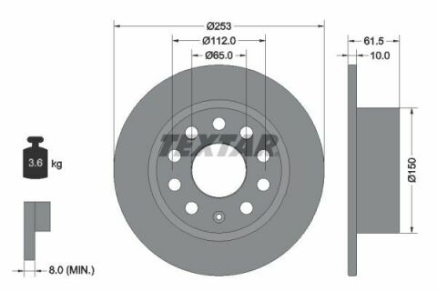 Диск тормозной (задний) Skoda Octavia III 1.0-2.0 12- (253x10) PRO