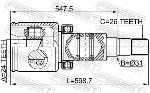 ШРУС FEBEST 2711V70RH VOLVO V50 2004-2011#36000559