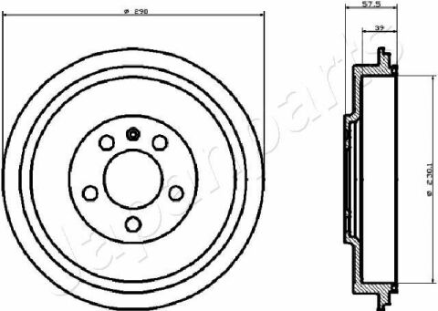 JAPANPARTS VW гальмівний барабан Polo,Skoda Octavia 1.6 / 1,9 TDI