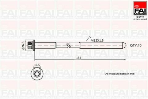 FAI RENAULT К-кт болтів головки блоку Nissan, Opel Vivaro, Movano, Master II, Trafic II