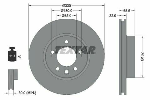 Диск гальмівний (передній) Porsche Cayenne/VW Touareg 02- (330x32) (R) PRO+