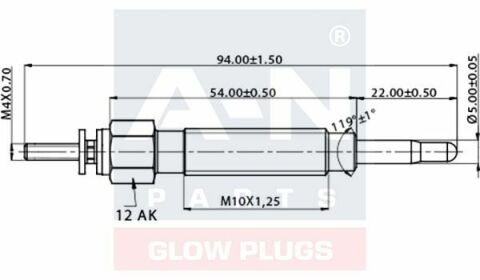 Свеча накаливания (двойная спираль) 12V Colt, Galant, L200, 300, Lancer, Pajero I, II, Pathfinder 1.8/2.7TD 84- MITSUBISHI