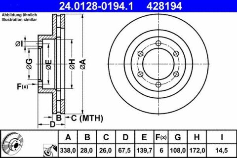 Диск тормозной (передний) Toyota Land Cruiser VI Prado 02-10 (338x28) (с покрытием) (вентил.)