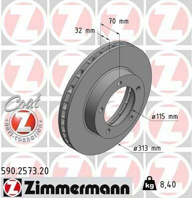 Диск тормозной (передний) Toyota Land Cruiser 100 4.2TD/4.7 98-07 (313x32) (с покрытием) (вентилированный)