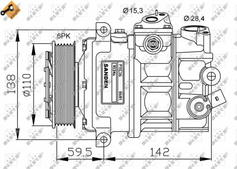 Компресор кондиціонера Audi A3/Q3/Skoda Fabia/Octavia/VW Caddy/T6 1.0-3.6 00-