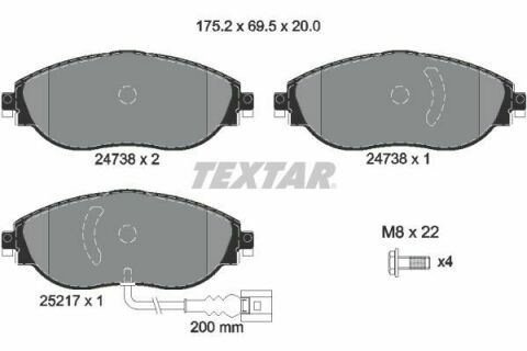 Колодки гальмівні (передні) Audi A3/Skoda Octavia III/VW Passat/Golf 13- (TRW) Q+ (з датчиком)