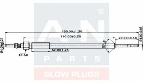 Свеча накаливания (двойная спираль) 11V ASX,Lancer X 10-,Outlander II 1.8/2.2 DI-D 06- MITSUBISHI