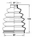 Пыльник приводного вала кол-т d1=27mm d2=89mm h=125mm Пыльник приводного вала кол-т d1=27mm d2=89mm h=125mm