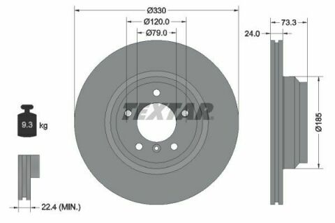 Диск тормозной (передний) BMW 1 (E81/87) /3 (E90-93) 04-13/X1 (E84) 09-15 (330x24) PRO+