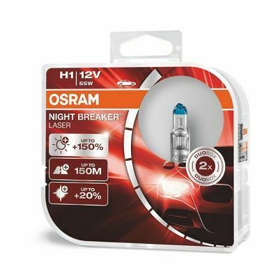 Автолампа H1 12V 55W P14,5s 2шт Night Breaker Laser +150%