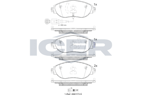 Колодки гальмівні (передні) Audi A3/Skoda Kodiaq 16-/Octavia/VW Golf/Tiguan 12-/T-Roc 17- (+датчик)