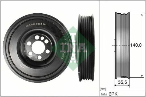 Шків колінвалу Audi A4/A6/VW Golf V/VI/VII/Passat 2.0TFSI 05-12 (6PK)