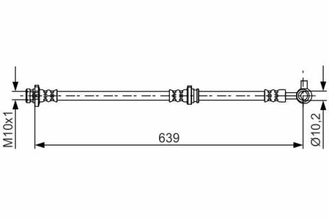 Шланг тормозной (передний) Nissan Juke 10-19 (L=639mm) (R)