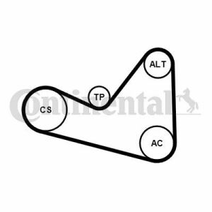 Комплект ремня генератора Citroen C2/C3/C4/Peugeot 207/307 1.1-1.6 02- (6PK1053)