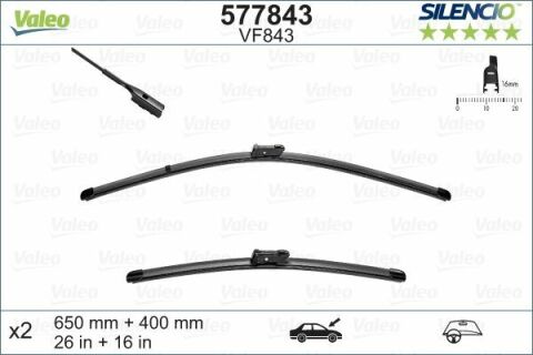 Щетки стеклоочистителя (650/400mm) Citroen C3 II/Renault Laguna III 07- (бескаркасная)