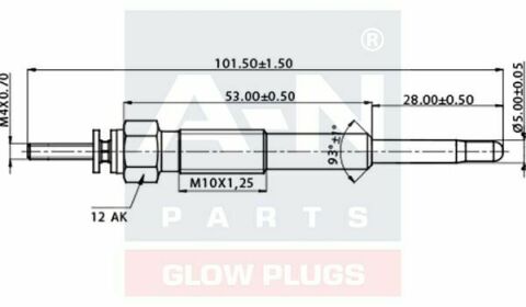 A-N PARTS TOYOTA Свеча накала (двойная спираль) 11V Avensis,Corolla 2.0D/TD 97-